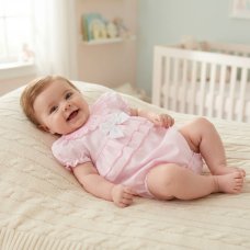D06408: Baby Girls Romper With Bow (0-9 Months)